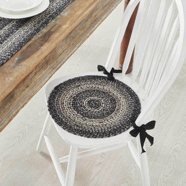 Sawyer Mill Black White Jute Chair Pad 15 inch Diameter - The Fox Decor